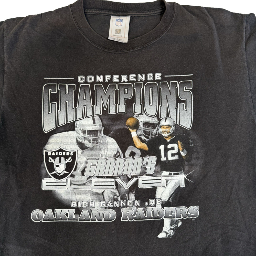 Vintage Oakland Raiders Gannon's Eleven Y2K Conference Champions Tee Black